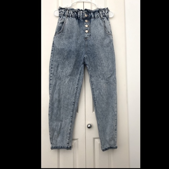 Zara Paper Bag Waist Mom Jeans - Picture 1 of 5